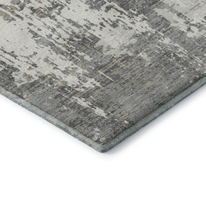 HomeRoots 8' Gray And Ivory Abstract Round Rug - Washable, UV-Protected, Stain-Resistant, Modern Design 679129