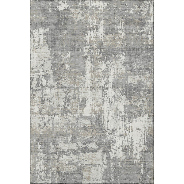 HomeRoots 8' X 10' Stylish Gray and Ivory Abstract Area Rug – Washable, UV Protected, Perfect for High-Traffic Areas 679130