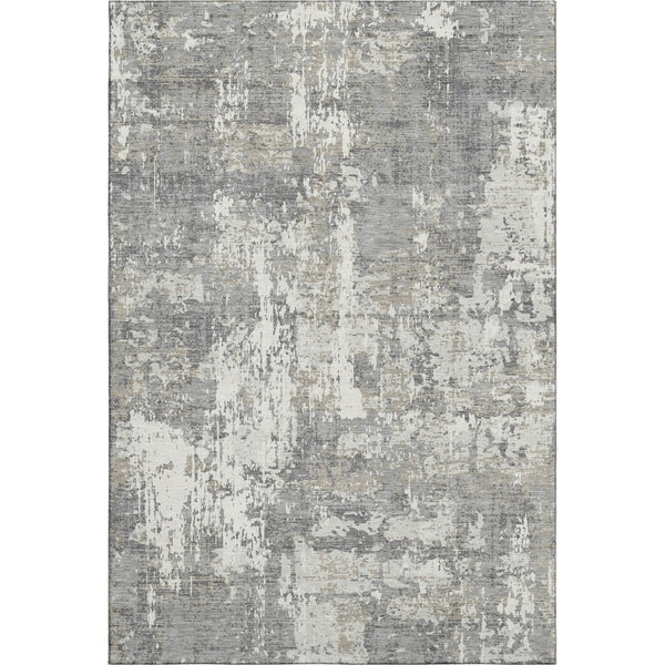 HomeRoots 10' X 14' Gray And Ivory Abstract Area Rug - Washable, UV Resistant, Ideal for Busy Homes & Spaces 679132