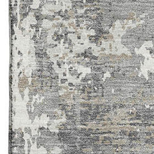 HomeRoots 10' X 14' Gray And Ivory Abstract Area Rug - Washable, UV Resistant, Ideal for Busy Homes & Spaces 679132