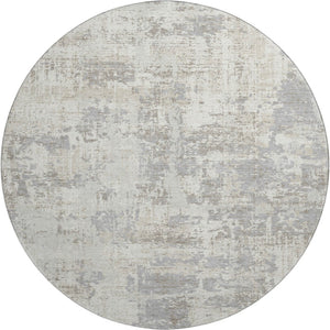 HomeRoots 8' Ivory and Gray Abstract Round Rug – Washable, UV Protected, Durable, Stylish for Busy Homes 679135