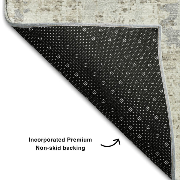 HomeRoots 10' X 14' Ivory and Gray Abstract Area Rug - Stylish, Washable, UV-Protected for Modern Living Spaces 679138
