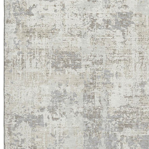 HomeRoots 10' X 14' Ivory and Gray Abstract Area Rug - Stylish, Washable, UV-Protected for Modern Living Spaces 679138
