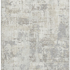 HomeRoots 10' X 14' Ivory and Gray Abstract Area Rug - Stylish, Washable, UV-Protected for Modern Living Spaces 679138