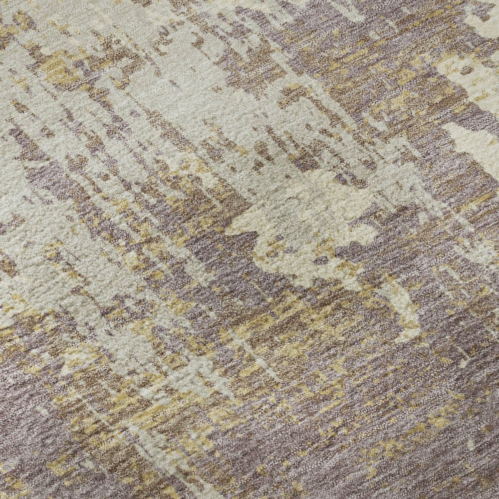 HomeRoots 9' X 12' Elegant Lavender Gold Ivory Abstract Area Rug - Washable, UV Protected, Stain Resistant Design 679143