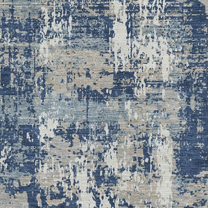 HomeRoots 10' X 14' Modern Navy Blue, Gray & Ivory Abstract Washable Area Rug with UV Protection & Durability 679150