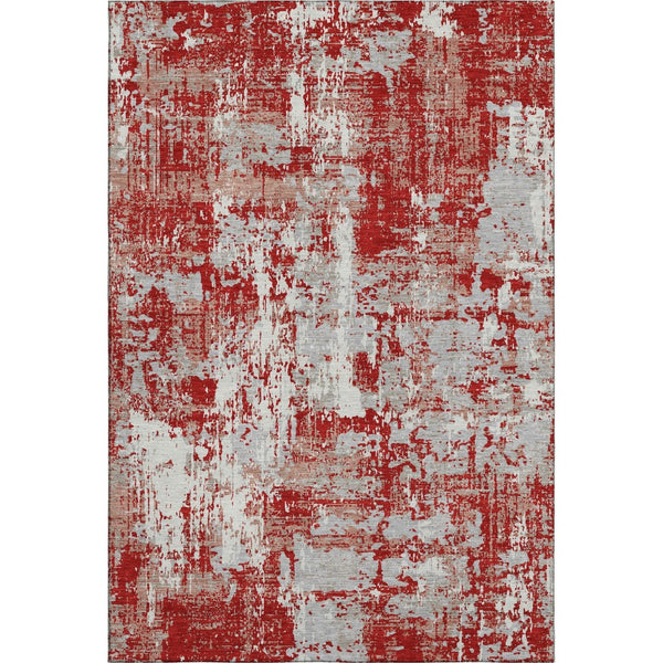 HomeRoots 10' X 14' Red Gray Ivory Abstract Area Rug - Washable, UV Protected, Stain Resistant for Home & Patio 679156