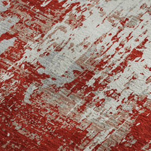 HomeRoots 10' X 14' Red Gray Ivory Abstract Area Rug - Washable, UV Protected, Stain Resistant for Home & Patio 679156