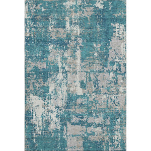HomeRoots 9' X 12' Teal Gray Ivory Abstract Area Rug - Washable, UV Protected, Stylish & Durable for Every Room 679161