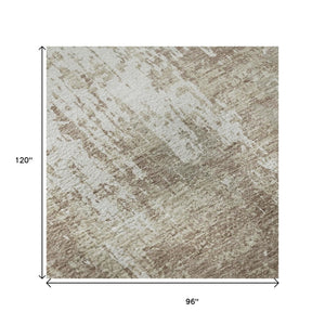 HomeRoots 8' X 10' Modern Taupe Beige and Ivory Abstract Washable Area Rug with UV Protection for Homes 679166