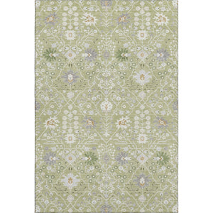 HomeRoots 5' X 8' Artichoke Green Gray Ivory Oriental Area Rug - Washable, UV-Protected, Stylish & Durable Design 679170