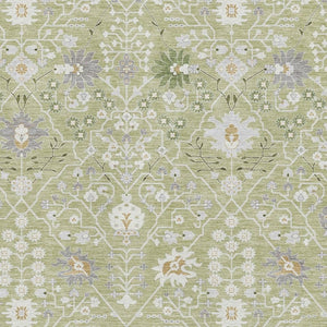 HomeRoots 10' Artichoke Green, Gray & Ivory Oriental Area Rug – Washable, Durable, UV Protected for High-Traffic Homes 679174