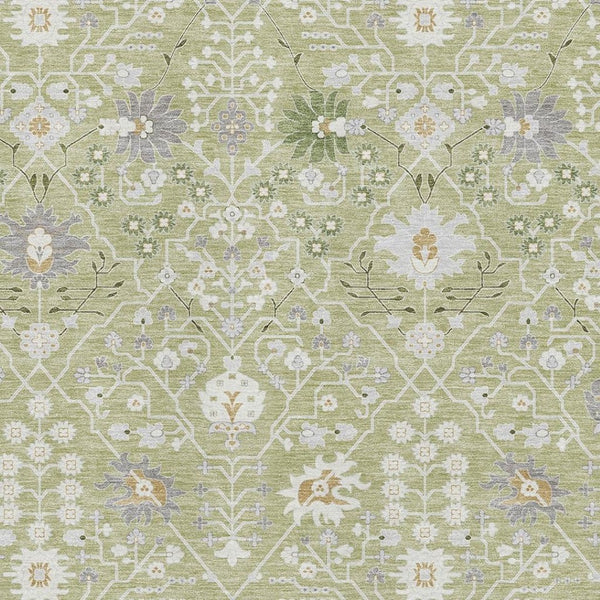 HomeRoots 10' Artichoke Green, Gray & Ivory Oriental Area Rug – Washable, Durable, UV Protected for High-Traffic Homes 679174