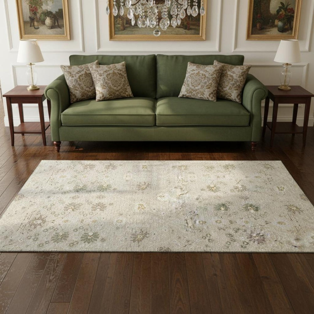 HomeRoots 5' X 8' Beige Ivory Taupe Oriental Rug - Washable, UV-Protected, and Perfect for Busy Homes! 679176