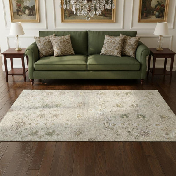 HomeRoots 5' X 8' Beige Ivory Taupe Oriental Rug - Washable, UV-Protected, and Perfect for Busy Homes! 679176