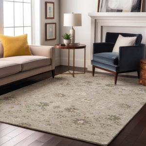 HomeRoots 5' X 8' Beige Ivory Taupe Oriental Rug - Washable, UV-Protected, and Perfect for Busy Homes! 679176