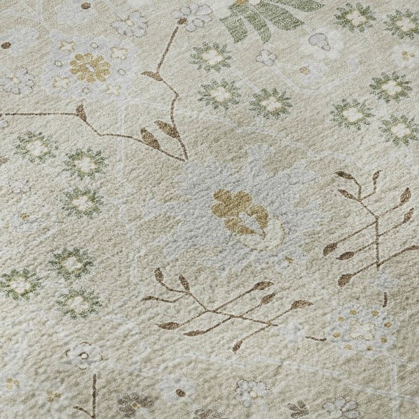 HomeRoots 5' X 8' Beige Ivory Taupe Oriental Rug - Washable, UV-Protected, and Perfect for Busy Homes! 679176