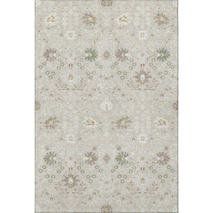 HomeRoots 8' X 10' Elegant Beige, Ivory & Taupe Oriental Area Rug - Washable, UV-Protected, Stain-Resistant Design 679178