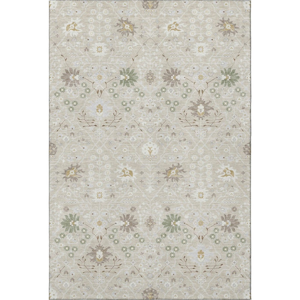HomeRoots 8' X 10' Elegant Beige, Ivory & Taupe Oriental Area Rug - Washable, UV-Protected, Stain-Resistant Design 679178