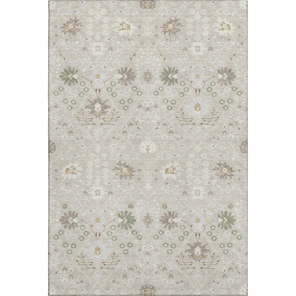 HomeRoots 9' X 12' Elegant Beige Ivory Taupe Oriental Area Rug - Washable, UV Protected & Stain-Resistant! 679179
