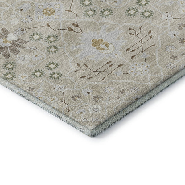 HomeRoots 9' X 12' Elegant Beige Ivory Taupe Oriental Area Rug - Washable, UV Protected & Stain-Resistant! 679179