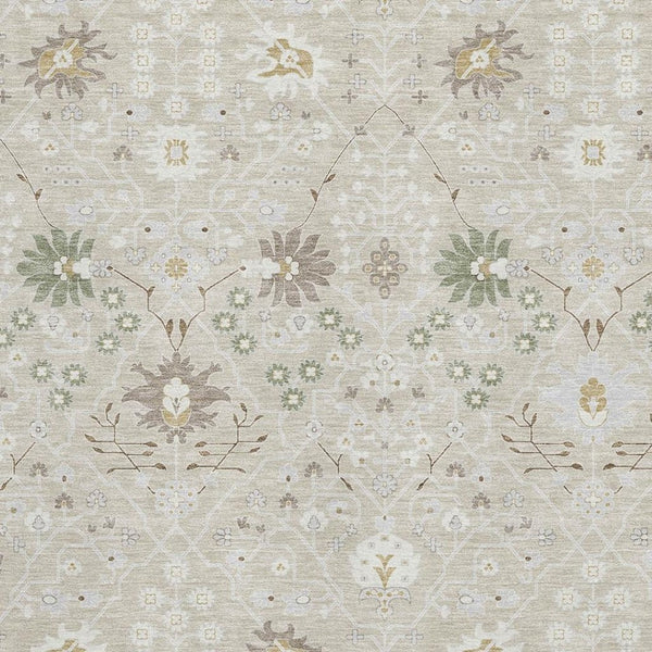 HomeRoots 9' X 12' Elegant Beige Ivory Taupe Oriental Area Rug - Washable, UV Protected & Stain-Resistant! 679179