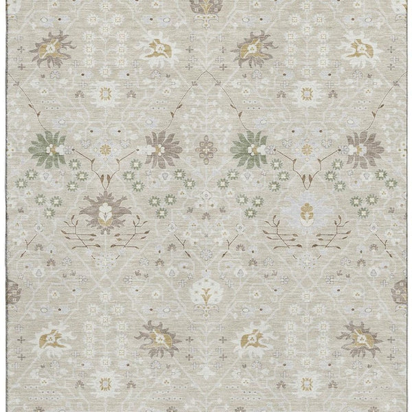 HomeRoots 10' Washable Beige Ivory Taupe Oriental Area Rug with UV Protection - Stain Resistant & Durable Elegance 679180