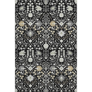 HomeRoots 8' X 10' Black Gold and Ivory Oriental Washable Area Rug - Stain-Resistant, UV Protected Elegance 679184