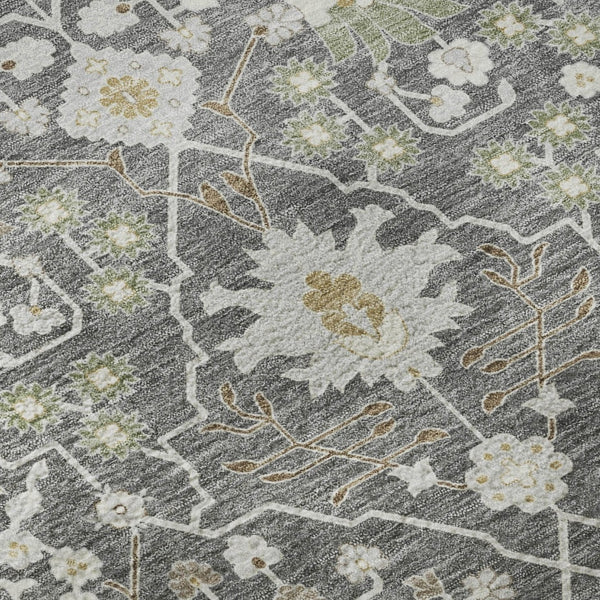 HomeRoots 5' X 8' Charcoal Ivory & Gold Oriental Area Rug - Washable, Durable, UV-Protected, & Family-Friendly 679188
