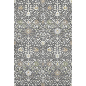 HomeRoots 8' X 10' Luxurious Charcoal Ivory Gold Oriental Area Rug - Washable, UV Protected, Stain Resistant 679190