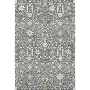 HomeRoots 10' X 14' Charcoal Ivory & Gold Oriental Washable Area Rug - UV Protection, Stain Resistant Design! 679192