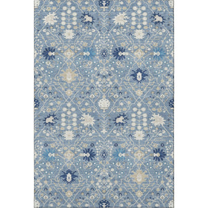 HomeRoots 8' X 10' Washable Oriental Area Rug in Denim Blue, Beige & Ivory - UV Protection, Durable & Stylish! 679196