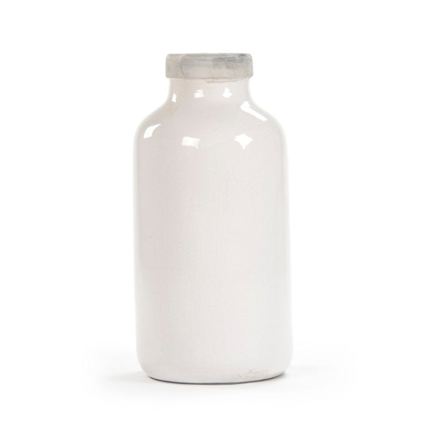 Zentique Distressed Crackle White Vase with Aged Glaze — Timeless Ceramic Accent for Fresh or Dried Blooms W9 x H19 x D9 6791L A369A