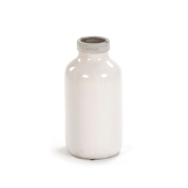 Zentique Distressed Crackle White Vase with Aged Glaze — Timeless Ceramic Accent for Fresh or Dried Blooms W7.5 x H15.5 x D7.5 6791M A369A