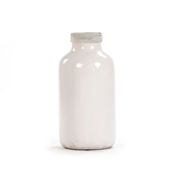 Zentique Distressed Crackle White Vase with Aged Glaze — Timeless Ceramic Accent for Fresh or Dried Blooms W7.5 x H15.5 x D7.5 6791M A369A