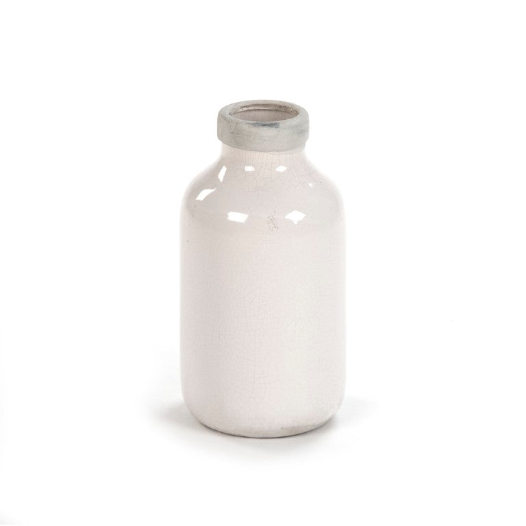 Zentique Distressed Crackle White Vase with Aged Glaze — Timeless Ceramic Accent for Fresh or Dried Blooms W6 x H11.5 x D6 6791S A369A