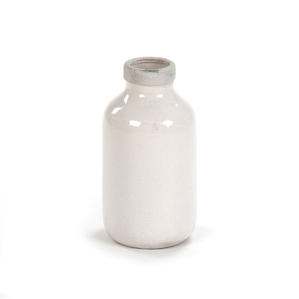Zentique Distressed Crackle White Vase with Aged Glaze — Timeless Ceramic Accent for Fresh or Dried Blooms W6 x H11.5 x D6 6791S A369A