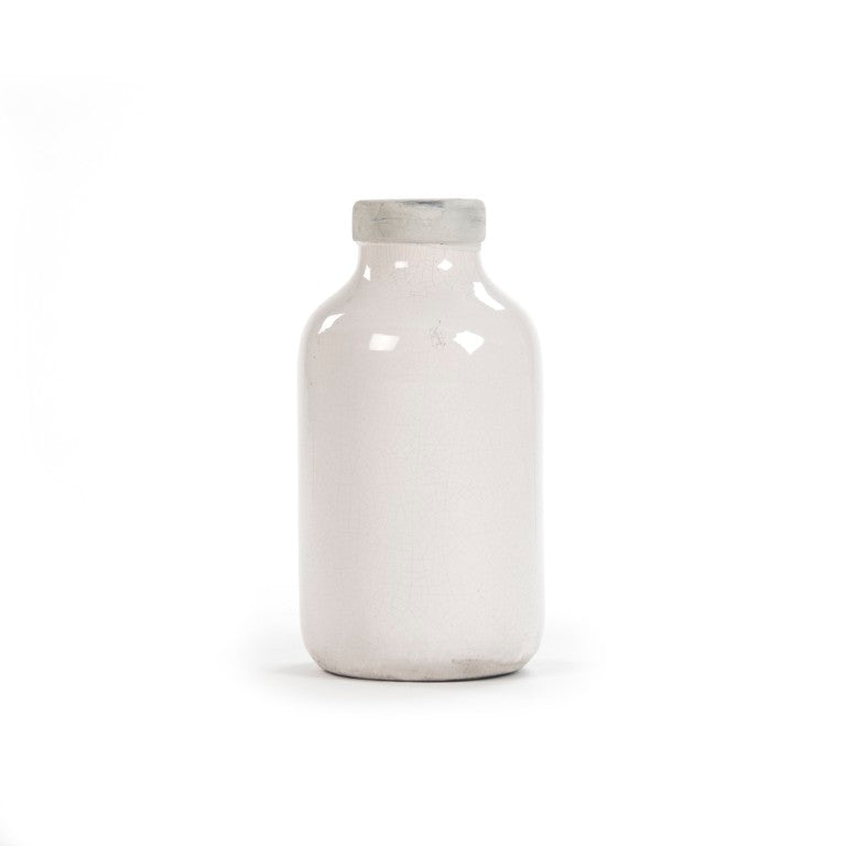 Zentique Distressed Crackle White Vase with Aged Glaze — Timeless Ceramic Accent for Fresh or Dried Blooms W6 x H11.5 x D6 6791S A369A