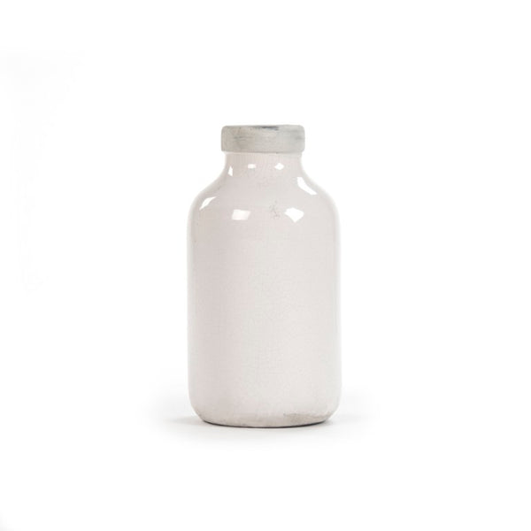 Zentique Distressed Crackle White Vase with Aged Glaze — Timeless Ceramic Accent for Fresh or Dried Blooms W6 x H11.5 x D6 6791S A369A