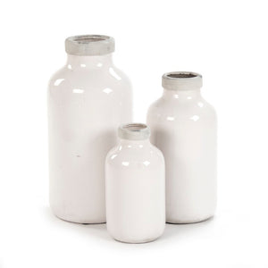 Zentique Distressed Crackle White Vase with Aged Glaze — Timeless Ceramic Accent for Fresh or Dried Blooms W9 x H19 x D9 6791L A369A