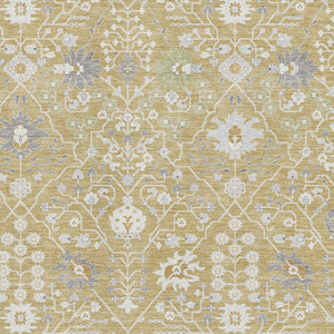 HomeRoots 5' X 8' Gold Gray Ivory Oriental Area Rug - Washable, Stain Resistant, UV Protected for Homes 679200