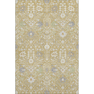 HomeRoots 8' X 10' Stylish Gold Gray Ivory Oriental Area Rug - Washable, Stain Resistant, UV Protected & Durable 679202