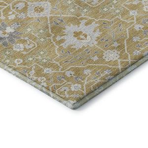 HomeRoots 8' X 10' Stylish Gold Gray Ivory Oriental Area Rug - Washable, Stain Resistant, UV Protected & Durable 679202