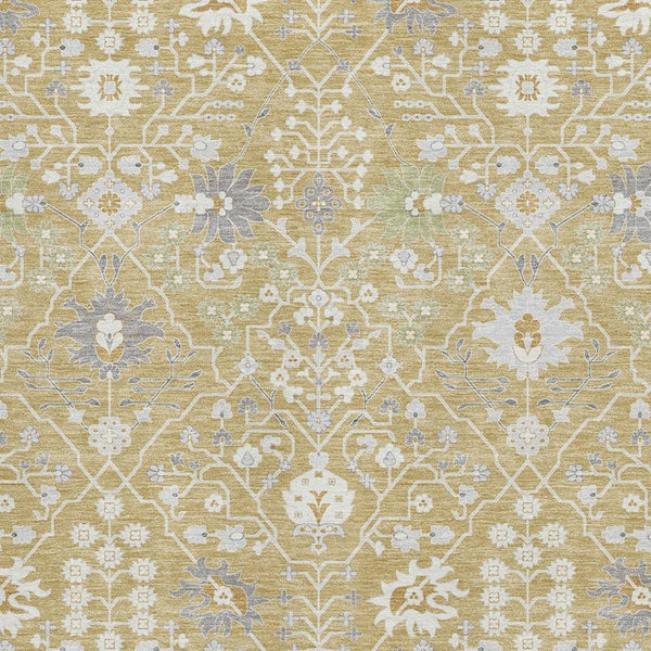 HomeRoots 8' X 10' Stylish Gold Gray Ivory Oriental Area Rug - Washable, Stain Resistant, UV Protected & Durable 679202