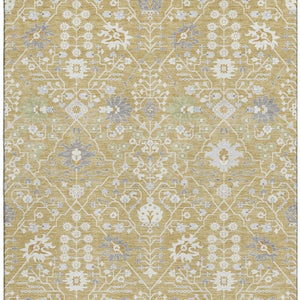 HomeRoots 8' X 10' Stylish Gold Gray Ivory Oriental Area Rug - Washable, Stain Resistant, UV Protected & Durable 679202