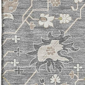 HomeRoots 5' X 8' Gray Ivory Beige Oriental Washable Area Rug - Stylish UV Protected, Durable & Easy-Care Design 679206