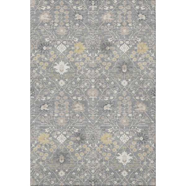 HomeRoots 8' X 10' Gray Ivory and Beige Oriental Washable Area Rug - Stylish, Durable, UV Protected for Homes 679208