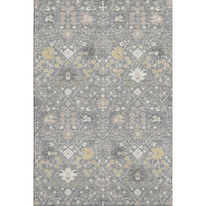 HomeRoots 9' X 12' Gray, Ivory & Beige Oriental Area Rug - Washable, UV-Protected, Stylish & Durable Design 679209