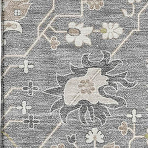 HomeRoots 9' X 12' Gray, Ivory & Beige Oriental Area Rug - Washable, UV-Protected, Stylish & Durable Design 679209