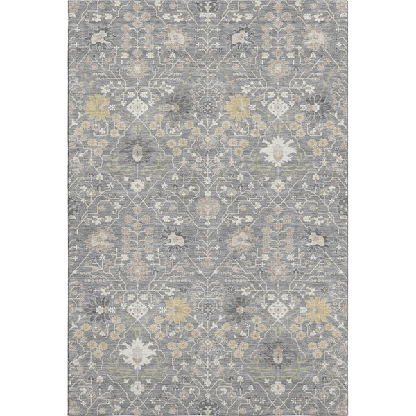 HomeRoots 10' Gray Ivory and Beige Oriental Washable Area Rug - Stain Resistant, UV Protected, Durable Design 679210
